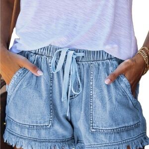 Light Blue Women's Denim Shorts from Amazon- YOCUR size XL